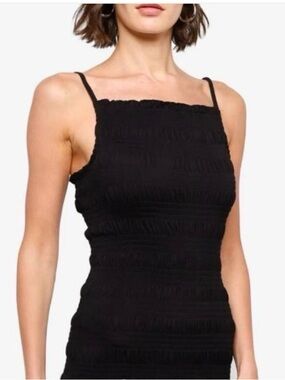 Black Smocked Rusched Cami Tank Top WSmall
Boho festival basic summer